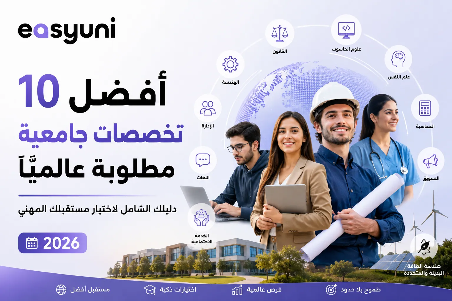 أفضل التخصصات الجامعية المطلوبة عالميًا في 2026 للطلاب العرب