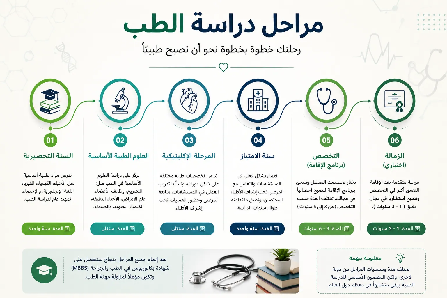 مراحل دراسة الطب خطوة بخطوة من السنة التحضيرية حتى التخصص