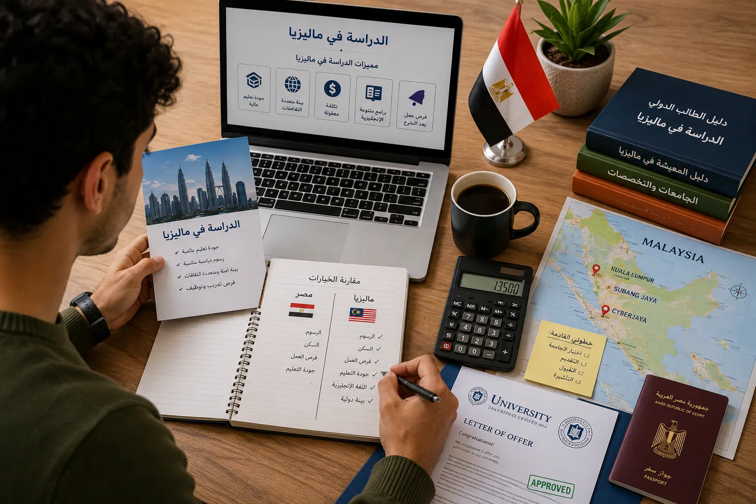 طالب مصري يقارن بين تكاليف الدراسة والجامعات وفرص التعليم في ماليزيا قبل اتخاذ قرار الدراسة بالخارج